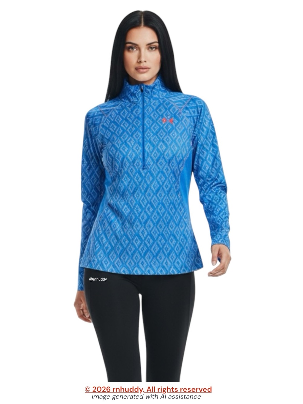 Under Armour S blue printed 1/2 zip Iso-Chill shirt